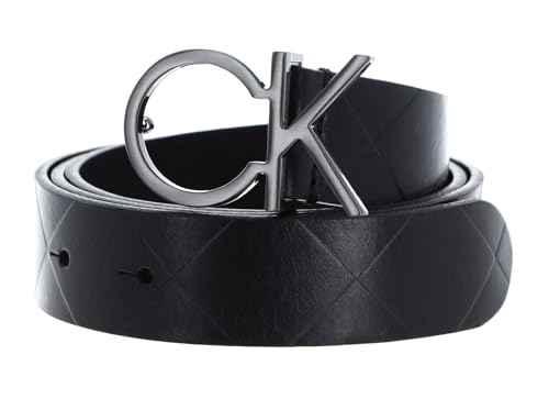 Calvin Klein Damen Gürtel Re-Lock Quilt Ck Logo Belt 30mm Ledergürtel, Schwarz (Ck Black), 85 von Calvin Klein