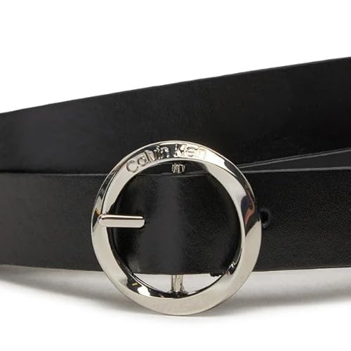 Calvin Klein Damen Gürtel Round Buckle Belt aus Leder, Schwarz (Ck Black), 70 cm von Calvin Klein