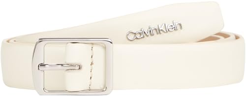 Calvin Klein Damen Gürtel Slim Square Buckle Belt 2.0 aus Leder, Elfenbein (Dk Ecru), 85 cm von Calvin Klein