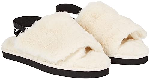 Calvin Klein Damen Home Velcro Surfaces YW0YW01158 Hausschuhe, Weiß (Creamy White/Black), 37 EU von Calvin Klein