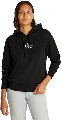 Calvin Klein Damen Hoodie Monologo mit Kapuze, Schwarz (Ck Black), XXL von Calvin Klein