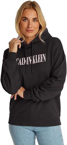 Calvin Klein Damen Hoodie Varsity aus Baumwolle, Schwarz (Ck Black), M von Calvin Klein