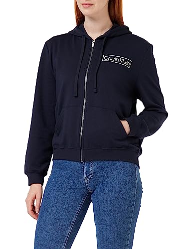 Calvin Klein Damen Hoodie mit Reißverschluss, Blau (Night Sky), L von Calvin Klein