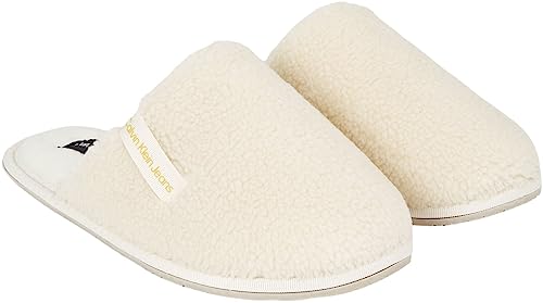 Calvin Klein Jeans Damen Hausschuhe Hotel Slipper Surfaces Warm, Elfenbein (Creamy White/Orange Pop), 36 von Calvin Klein