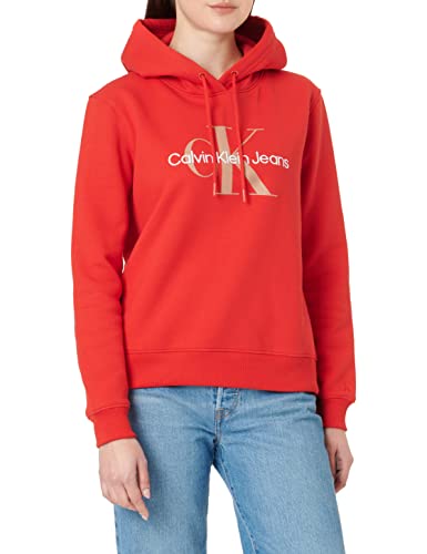 Calvin Klein Jeans Damen Iconic Monologo Hoodies, Candy Apple, S von Calvin Klein Jeans