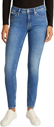 Calvin Klein Damen Jeans Hose Mid Rise Skinny Fit, Blau (Denim Medium), 32W/24L von Calvin Klein