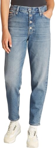 Calvin Klein Damen Jeans Hose Mom Jean Tapered Fit, Blau (Denim Light), 28W/34L von Calvin Klein