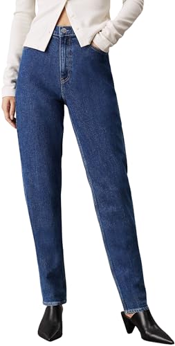 Calvin Klein Damen Jeans Hose Mom Jean Tapered Fit, Blau (Denim Medium), 27W/32L von Calvin Klein