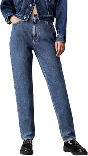 Calvin Klein Damen Jeans Hose Mom Jean Tapered Fit, Blau (Denim Medium), 32W/32L von Calvin Klein
