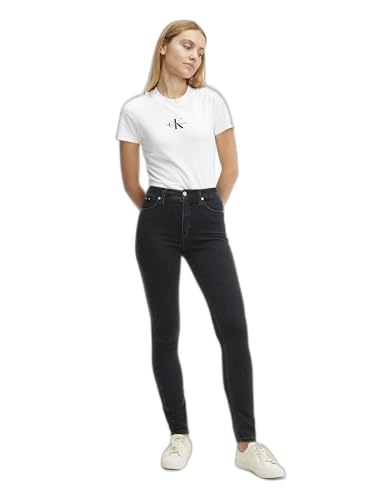 Calvin Klein Damen Jeans Hose Skinny High Waist, Schwarz (Denim Black), 24W/32L von Calvin Klein