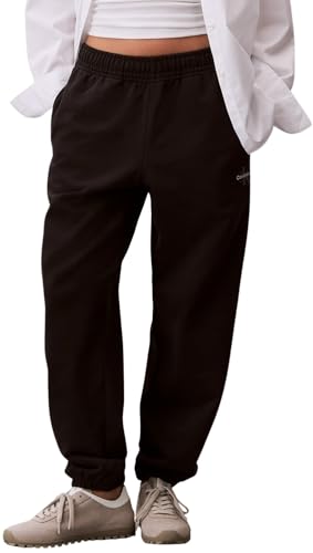 Calvin Klein Damen Jogginghose Monologo French Terry mit Elastikbund, Schwarz (Black), L von Calvin Klein