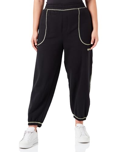 Calvin Klein Damen Jogginghose Sweatpants, Schwarz (Black/Sunny Lime), L von Calvin Klein