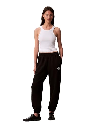 Calvin Klein Damen Jogginghose mit Monogramm-Logo, Schwarz, S von Calvin Klein
