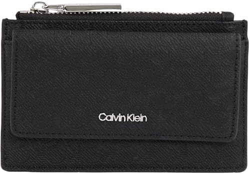 Calvin Klein Damen Kartenetui Must Flap Cardholder Mono mit Reißverschluss, Schwarz (Black Mono), Einheitsgröße von Calvin Klein