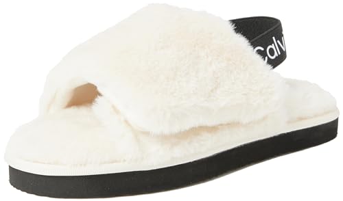 Calvin Klein Damen Home Velcro Surfaces YW0YW01158 Hausschuhe, Weiß (Creamy White/Black), 38 EU von Calvin Klein