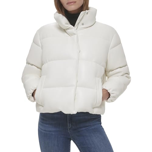 Calvin Klein Damen Cropped Puffer Jacket Sherpa-Mantel aus, Kunstleder Tofu, XS Calvin Klein Damen Cropped Puffer Jacket Sherpa-Mantel aus, Kunstleder Tofu, XS von Calvin Klein