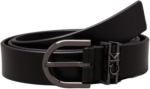 Calvin Klein Damen Gürtel Loop Round Buckle Belt aus Leder, Schwarz (Ck Black), 65 cm von Calvin Klein