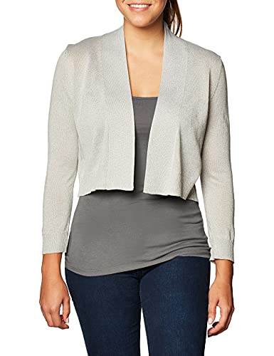 Calvin Klein Damen Langärmeliger Cardigan Kurzer Pullover, Silberfarbener Lurex-Strick, Mittel von Calvin Klein