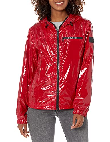 Calvin Klein Damen Leichter, wasserabweisender Alltag Windbreaker, Rot-Tango Red, M von Calvin Klein