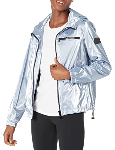 Calvin Klein Damen Leichter, wasserabweisender Alltag Windbreaker, blau grau, L von Calvin Klein