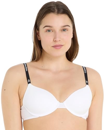 Calvin Klein Damen Lightly Lined 000QF7219E Demi-Plunge-BHS, Weiß (White), 30E von Calvin Klein