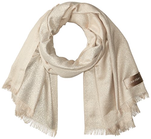 Calvin Klein Damen Lightweight Lurex Plaited Scarf Modischer Schal, Latte, Einheitsgröße von Calvin Klein