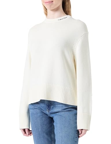Calvin Klein Damen Logo Embj20J225073 Pullover, Ivory, L von Calvin Klein