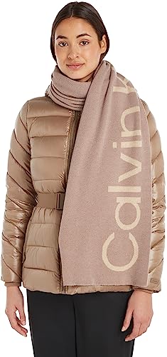 Calvin Klein Damen Logo REVERSO Tonal Scarf 40X180 K60K611117 Schals, Grau (Doeskin), OS von Calvin Klein