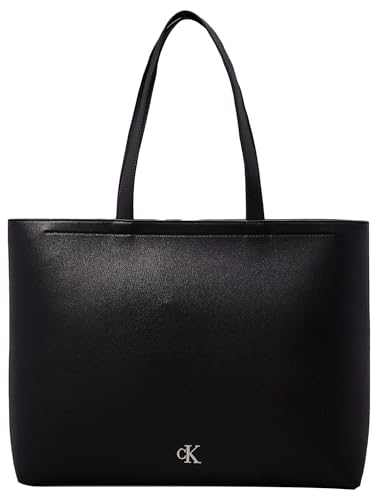 Calvin Klein Damen MINIMAL Monogram Slim TOTE34 Tasche, Schwarz und silberfarben von Calvin Klein