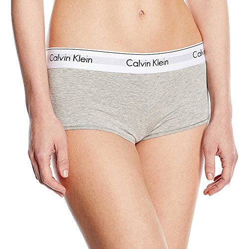 Calvin Klein Damen Hipster Boyshort Baumwolle mit Stretch, Grau (Grey Heather), XL von Calvin Klein