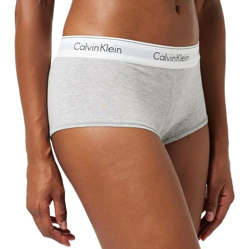 Calvin Klein Damen Hipster Boyshort Baumwolle mit Stretch, Grau (Grey Heather), L von Calvin Klein Jeans