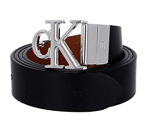 Calvin Klein Damen MONO HARDWARE ROUND REV PLQ 30MM Gürtel, Schwarz/Cuoio, 90 von Calvin Klein