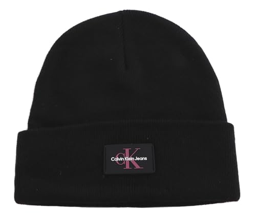 Calvin Klein Damen MONOLOGO Rubber Beanie K60K611834 Hüte, Schwarz (Black), OS von Calvin Klein