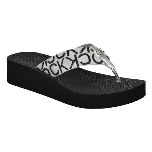 Calvin Klein Damen Meena Flipflop, Black/Silver Logo 004, 36 EU von Calvin Klein