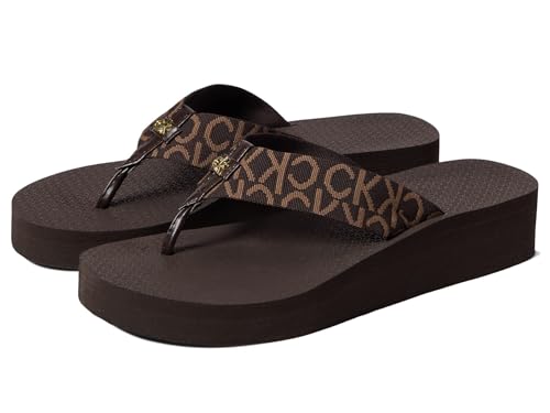 Calvin Klein Damen Meena Flipflop, Brown Multi 210, 38 EU von Calvin Klein