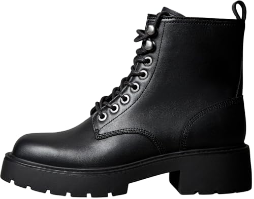 Calvin Klein Damen Mid Boot Stiefel Chunky Lace Up mit Reißverschluss, Schwarz (Ck Black), 39 von Calvin Klein