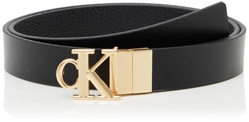 Calvin Klein Damen Monogram Placque Buckle 25Mm Rev Lv04K7005G Gürtel, Black (Black/CK Light Gold), 105 cm von Calvin Klein