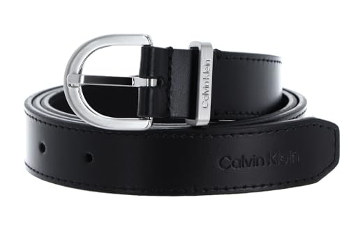 Calvin Klein Damen Gürtel Ck Must Metal Loop 2.5 cm Ledergürtel, Schwarz (Ck Black), 70 cm von Calvin Klein