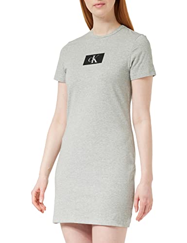 Calvin Klein Damen Nachthemd Kurzarm, Grau (Grey Heather), L von Calvin Klein