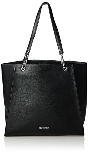 Calvin Klein Damen Novelty Satchel Elaine Bubble Lamb Umhängetasche, schwarz/Silber, Einheitsgröße von Calvin Klein