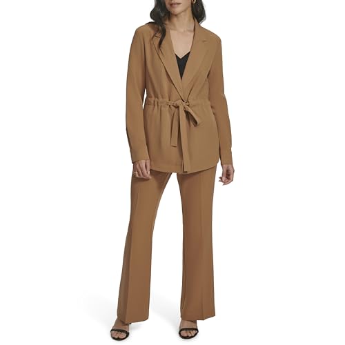 Calvin Klein Damen One Button Woven Jacket Lässiger Blazer, Sattel, M von Calvin Klein