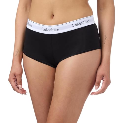 Calvin Klein Damen Hipster Boyshort Baumwolle mit Stretch, Schwarz (Black), XS von Calvin Klein