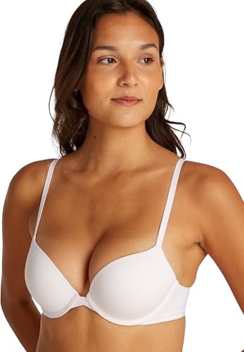 Calvin Klein Damen Plunge BH mit Push-Up, Weiß (White), 85E von Calvin Klein