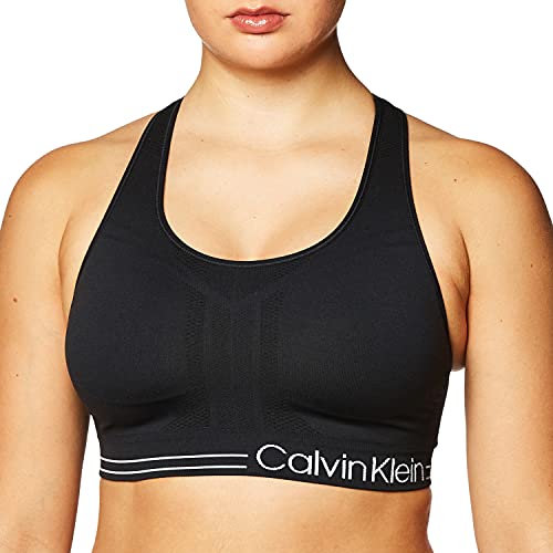 Calvin Klein Damen Mittelstarker wendbarer Sport-BH, Schwarz, Medium von Calvin Klein