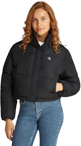 Calvin Klein Damen Pufferjacke Matte Puffer Cropped Fit, Schwarz (Ck Black), XL von Calvin Klein