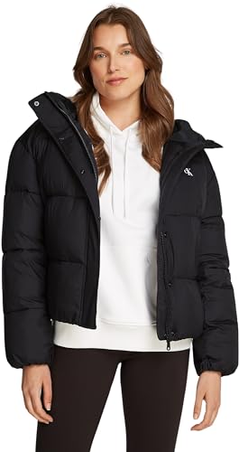 Calvin Klein Damen Pufferjacke Short Hooded Puffer mit Kapuze, Schwarz (Ck Black), XS von Calvin Klein