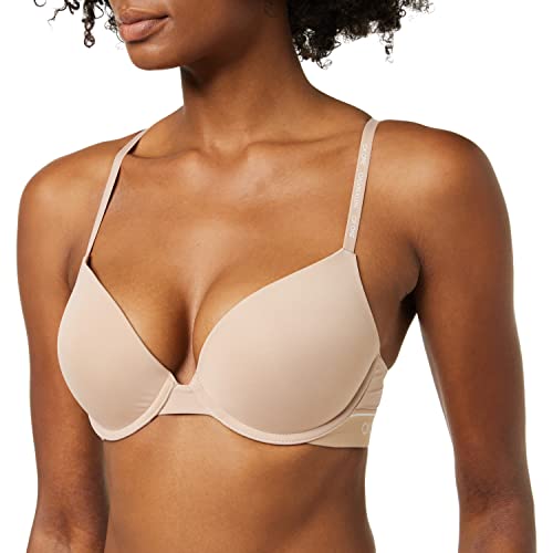 Calvin Klein Damen Push-Up Plunge BH mit Bügel, Beige (Honey Almond), 65D (30D) von Calvin Klein