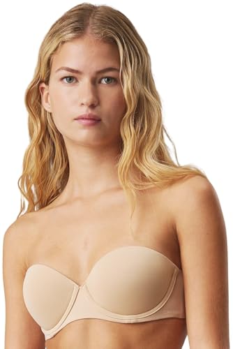 Calvin Klein Damen Trägerloser BH Push-Up, Beige (Bare), 80A von Calvin Klein