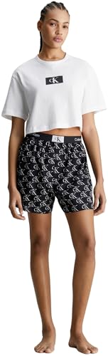 Calvin Klein Damen Pyjama-Set Kurz, Schwarz (Litho Ck Print+Black), L von Calvin Klein