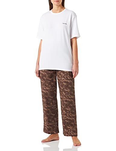 Calvin Klein Damen Pyjama-Set Lang, Braun (Floral Shadows/Mauve), XS von Calvin Klein